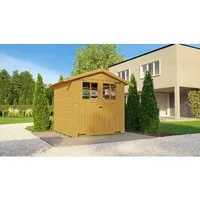 Weka Holz-Gartenhaus Parma Satteldach - Holz-Gartenhaus mit 3,8 m² Grundfläche, breitem Eingang und einfacher Montage dank Steck-System. Ideal zur Aufbewahrung von Gartenutensilien und Fahrrädern.