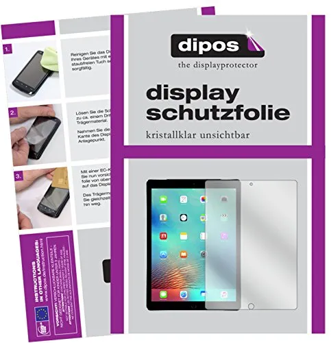 dipos I 2X Schutzfolie klar kompatibel mit Apple iPad Pro 12,9 Zoll (2016) Folie Displayschutzfolie