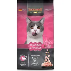 Leonardo Adult Light & Sterilised 7,5 kg - Katzenfutter für ausgewachsene, übergewichtige und kastrierte Katzen. Hoher Eiweißgehalt mit frischem Geflügel zur Unterstützung des Körperfettreduktionsprozesses und Optimierung des pH-Werts des Harns.