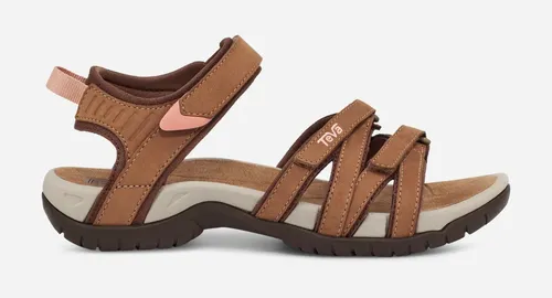 TEVA Tirra Leather Sandale Damen - Braun - Größe 38 - Wanderschuhe für Damen mit hochwertigem Leder-Obermaterial, gepolstertem Shoc PadTM und robuster Spider Rubber-Außensohle für hervorragende Traktion und Komfort bei Tageswanderungen.