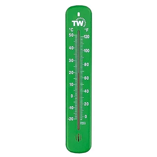 Grünes Wandthermometer, 215 mm – Garten, Gewächshaus, Zuhause, Büro – für den Innen- oder Außenbereich
