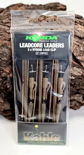 Korda Leadcore Leader Hybrid Lead Clip QC Swivel Gravel 1m 50lb 3 Stück