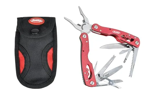 Berkley Fishing Multi-tool - Angelwerkzeuge und vielseitiges Multi-Tool aus robustem Kunststoff, ideal für Angler, mit praktischen Funktionen in auffälligem Rot, Silber und Schwarz.