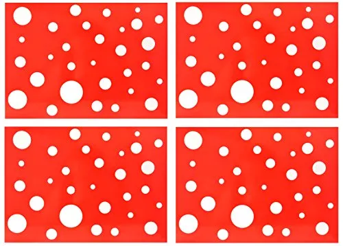 Easy Haushaltprodukte 4er Set Tischset rot mit weißen Punkten I Essunterlage Platzdeckchen abwaschbar I Retro Tisch Untersetzer I farbige Tischsets Kunststoff I Teller Platzset Polypropylen 32x45cm