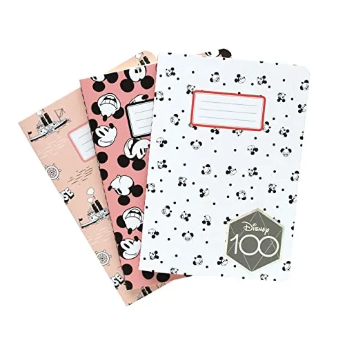 Grupo Erik Disney Mickey Mouse 3er Pack Notizbücher A5 - Notizbuch klein A5 Dotted - Notizblock A5 offizielles Lizenzprodukt