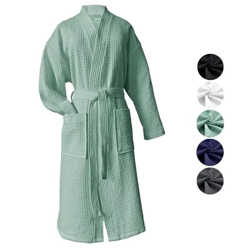 heimtexland ® Reisebademantel Waffelpique Mint XL in türkis von Heimtexland