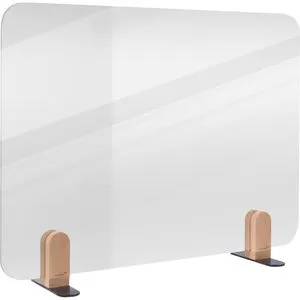 Legamaster Spuckschutz 7-209720, Schreibtisch-Schutzwand aus Acrylglas - Arbeits- & Schutzkleidung, elegante Tischtrennwand aus transparentem Acrylglas für eine hygienische Arbeitsumgebung mit abgerundeten Ecken und nachhaltigen Buchenholz-Standfüßen.