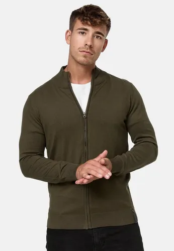 Indicode Strickjacke Lau in Grün XXL - Strickjacke aus 80% Baumwolle und 20% Polyamid, perfekt für lässige Outfits und gemütliche Tage. Mit Rollkragen und Reißverschluss für zusätzlichen Komfort.