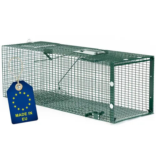 ITA Lebendfalle 5002 - Wetterfeste Tierfalle für Marder, Ratten & Eichhörnchen - Haustierabwehr & Wildtierabwehr: Humaner Fang ohne Verletzungsgefahr dank sensibler Auslöser und robuster, wetterfester Konstruktion für langjährige Nutzung.
