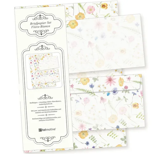 Floral Bianca Briefpapier Blumen Natur 25 Sets Schönes Set mit Umschläge