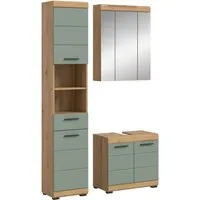 xonox.home Badkombination Scout 3-teilig X06N3B06 - Badmöbel-Set in trendiger Salbei Nachbildung und Artisan Eiche Finish, vereint modernes Design mit hochwertiger Verarbeitung für ein stilvolles Badezimmer.
