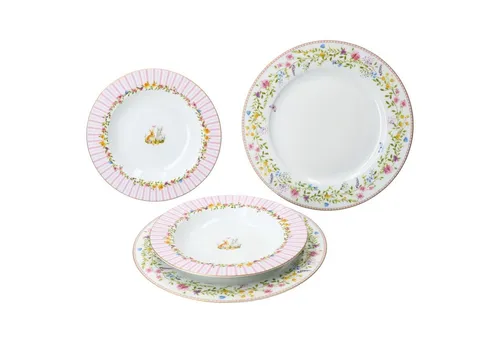 MamboCat Tafelservice 4tlg Happy Easter - 4-teiliges Tafelservice aus hochwertigem Steingut, ideal für festliche Anlässe und fröhliche Ostertage.