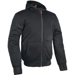 Oxford Super 2.0 Motorrad Hoodie, schwarz, Größe M für Männer - Motorradjacke mit weicher Polyester-Baumwoll-Mischung, Aramidfutter und integrierten Ellbogen- und Schulterprotektoren für optimalen Schutz und Komfort.