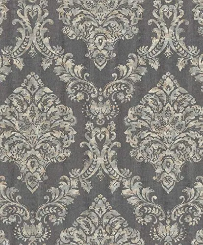 Rasch Tapeten Vliestapete (Classic-Chic) Schwarz 10,05 m x 0,53 m Saphira 421156