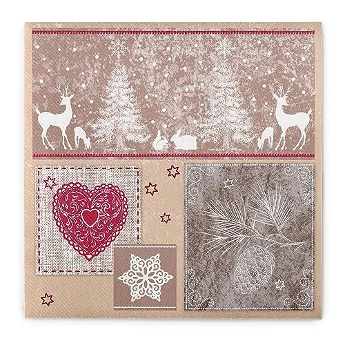 Sovie HORECA Weihnachtsserviette Karina aus Linclass® Airlaid, winterliche Serviette stoffähnliche, ideal für die Adventszeit & Weihnachten, 40x40cm, 50 Stück