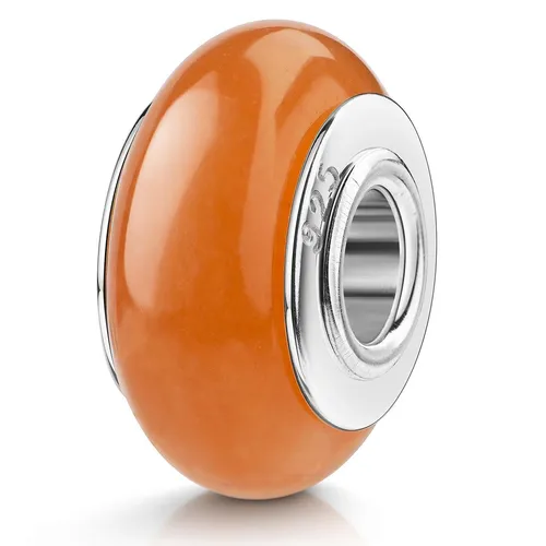 MATERIA Naturstein Bead Aventurin orange rot - Charm-Anhänger aus Sterlingsilber mit einem wunderschönen orangefarbenen Aventurin, perfekt für Armbänder und Ketten bis Ø4,4mm. Inkl. Schmuck-Etui, ideal als Geschenk für besondere Anlässe.