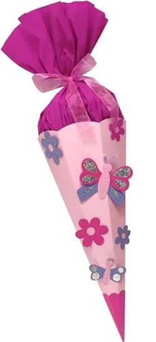 Schultüte Bastelset Schmetterling-Blume vorgestanzt