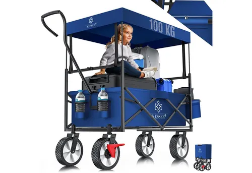 KESSER Bollerwagen mit Dach – Faltbarer Handwagen für Ausflüge