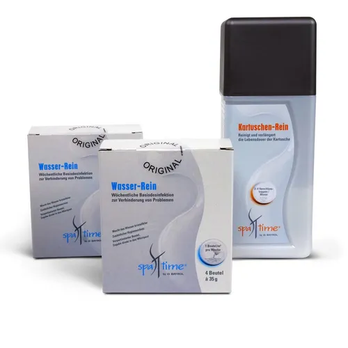 Whirlpool Pool Pflege SET 2x Wasser Rein + 1x Kartuschen Rein BAYROL SpaTime