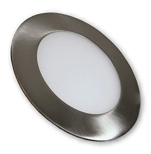 LED Panel Deckenleuchte Einbaupanel | Einbaulampe 230 V rund alu gebürstet | Deckenlampe 6W 2800K warmweiß | Lichtpanel flach