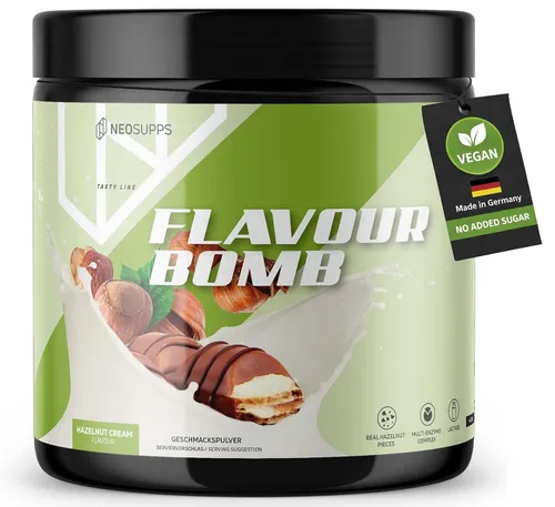 Neosupps Geschmackspulver, Hazelnut Cream, 250g, Kalorienarm & zuckerreduziert Pulver, 250 g, einsetzbar für Lebensmittel & Getränke, geprüfte Qualität