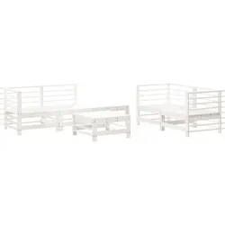 vidaXL 6-tlg. Garten-Lounge-Set Weiß aus massivem Kiefernholz - Gartenmöbel-Set aus robustem, massivem Kiefernholz mit elegantem Latten-Design, ideal für gemütliche Stunden im Freien mit Familie und Freunden.