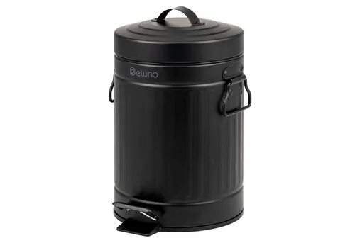 eluno Kosmetikeimer VINTAGE - Treteimer 3 Liter aus Metall, Schwarz - Haushaltszubehör, stilvoller Kosmetikeimer im Vintage-Design, ideal für Badezimmer und sorgt für Ordnung.