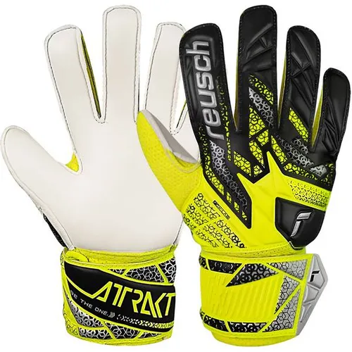 Reusch Attrakt Solid Junior Torwarthandschuhe - Torwarthandschuhe für Kinder: Optimaler Grip und Flexibilität bei jedem Wetter. Ergonomische Passform mit Expanse Cut für beste Ballkontrolle und Tragekomfort.