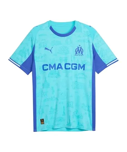 PUMA Olympique Marseille Special Edition Replica Trikot 2025/2026 blau, L Herren - Stylisches Herren-Trikot von PUMA in blau mit Vereinswappen. Ideal für Fans und sportliche Aktivitäten, bietet es höchsten Tragekomfort und ein modernes Design.