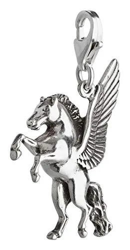 Charm Anhänger Pegasus aus 925 Sterling Silber, einseitig ausgearbeitet (21x18mm)