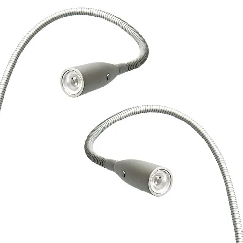 Kalb LED Bettleuchte 2er Set - Tischlampen mit 1 Watt Leseleuchte in warmweiß, eloxiertem Aluminium und flexiblem Schwanenhals für individuelle Einstellung – ideal für gemütliche Abende im Schlafzimmer.