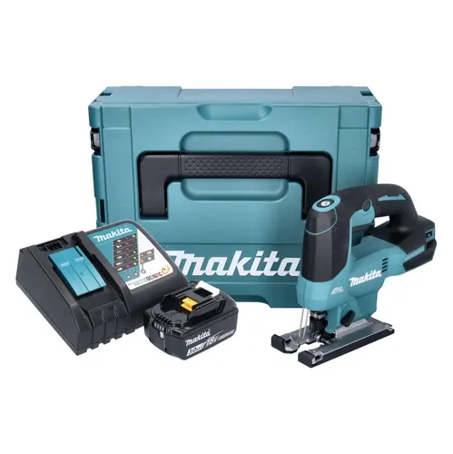 Makita DJV 184 RF1J Pendelhub Stichsäge - Sägen: 18 V Brushless-Technologie für effizientes Arbeiten, inklusive 1x 3,0 Ah Akku und Lader – ideal für präzise Schnitte in Holz, Kunststoff und Metall.