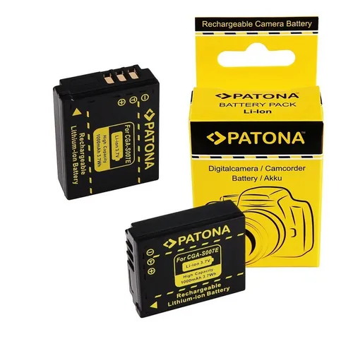 Patona 2x Akku für Panasonic CGA-S007 Kamera-Akku Ersatzakku 1000 mAh (3,7 V, 2 St), S007 DMC-TZ5 TZ4 TZ3 TZ2 TZ1 DMW-BCD10