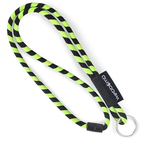 webbomb® Tubular Lanyard zweifarbiges Schlüsselband - rund weich und lang mit Sicherheitsverschluss und Schlüsselring als Schlüsselanhänger Key Chain für Ausweis Handy Schlüssel (neongrün/schwarz)