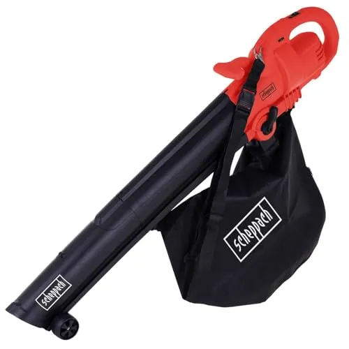 Scheppach Elektro Laubsauger Laubbläser BLV3000E 4in1 - Kraftvoller Laubbläser mit 3000W, 4in1-Funktion und 40L Fangsack für effizientes Arbeiten. Hohe Blasgeschwindigkeit von 252 km/h und 10:1 Häckselrate reduzieren Gartenabfälle auf ein Minimum.