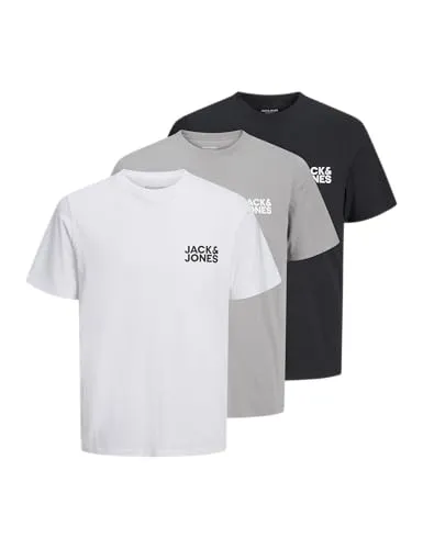 JACK & JONES Jjecorp Logo Tee Ss O-Neck 3Pk Mp Noos - 3er-Pack Jack&Jones T-Shirts für Herren, Slim Fit, Rundhals und Kurzarm, ideal für den täglichen Gebrauch und vielseitige Outfits.