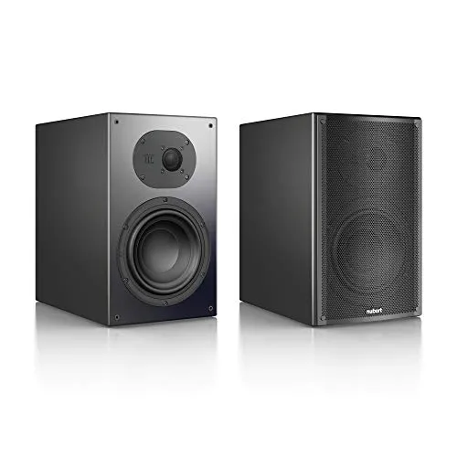 Nubert nuLine 34 | Schwarzes Regallautsprecherpaar | 2 Stück Kompaktlautsprecher | Lautsprecher für Stereo | Heimkino & HiFi Qualität auf hohem Niveau | Passive Regalboxen mit 2 Wegen