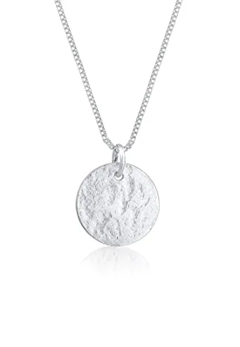 Elli Halskette Damen Plättchen Anhänger Gehämmert aus 925 Sterling Silber - Ketten für Damen, aus feinstem 925er Sterling Silber, handgefertigt und anlaufgeschützt – ein stilvolles Schmuckstück für jeden Anlass.