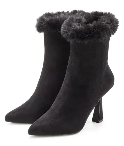 LASCANA Belle Affaire High-Heel-Stiefelette - Modische Ankleboots mit Reißverschluss und Fellimitat, knöchelhoch und ideal für stylische Outfits. Absatzhöhe 9 cm, perfekt für jeden Anlass!