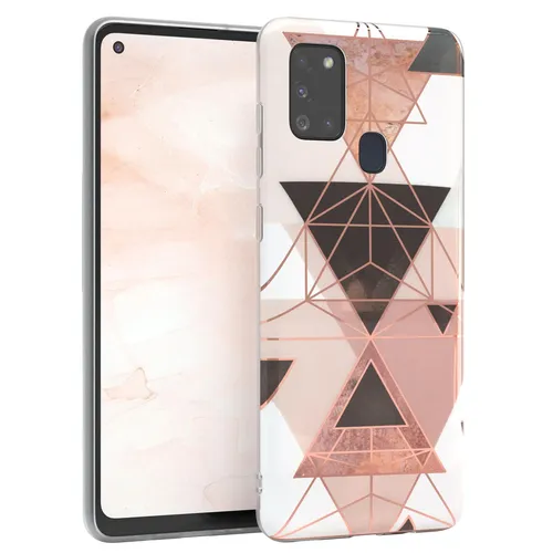 Für Samsung Galaxy A21s IMD Schutzhülle TPU Handy Hülle Back Case Geometrie Rosa