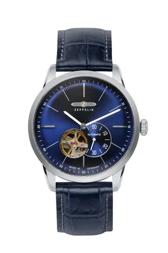 Zeppelin Erwachsene Unisex Analoguhr 1 - Edelstahl-Armbanduhr in Blau, 40 mm Gehäusedurchmesser – stilvolles Accessoire mit eleganter Geschenkverpackung, ideal für besondere Anlässe.