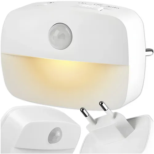 LED Nachtlicht mit Bewegungsmelder, Batteriebetrieben, 3 Lichtfarben, Dämmerungssensor, Wandlampe ohne Bohren