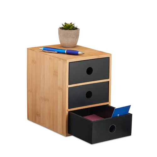 Schreibtisch organizer Bambus Schreibtischablage 3 Schubladen MDF Büro-Organizer