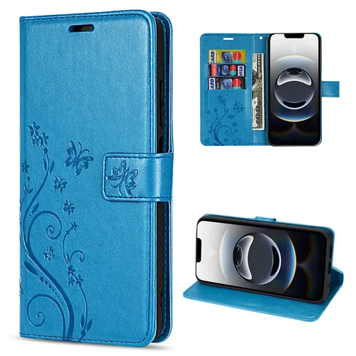 Hülle für iPhone 16E Handy Tasche Handyhülle Schutzhülle Klapphülle in Blau