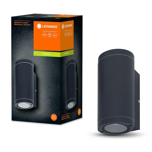 LEDVANCE LED Wandleuchte ENDURA BEAM Wall UpDown GU10 - Hochwertige Außenleuchte aus Aluminium für 2-seitige indirekte Beleuchtung, zeitloses Design und lange Lebensdauer für vielseitige Einsatzmöglichkeiten.