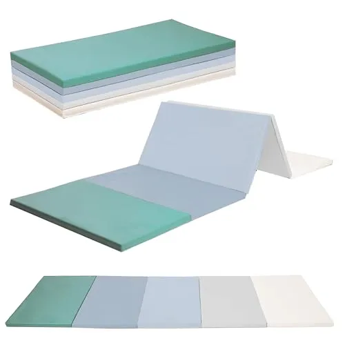 Klappbare Turnmatte | ca. 185 x 76 x 3,2 cm | Tragbare und faltbare Kinder Weichbodenmatte, auch ideal als Gymnastikmatte – Fitnessmatte – Yogamatte - Spielmatte (grün)