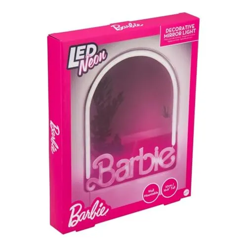 Barbie LED-Neon-Wandspiegel, offiziell lizenziertes Mattel-Dekor für Zuhause und Schlafzimmer für Mädchen, Teenager, Frauen, rosa Lampe mit USB-Betrieb | Paladone