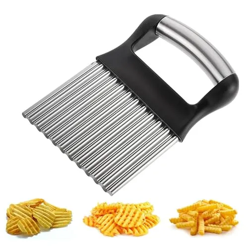 Wellenschneider, Wellenschneider für Gemüse, Riffelmesser aus Edelstahl für Pommes Kartoffeln Gemüse Obst Gurken