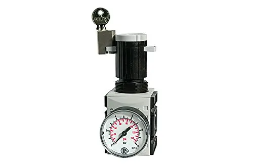 Präzisionsdruckregler FUTURA 0,5-10 bar - Druckluftzubehör mit einem Regelbereich von 0,5 - 10 bar, inkl. Manometer und hervorragenden Durchflusswerten für effiziente Druckversorgung.