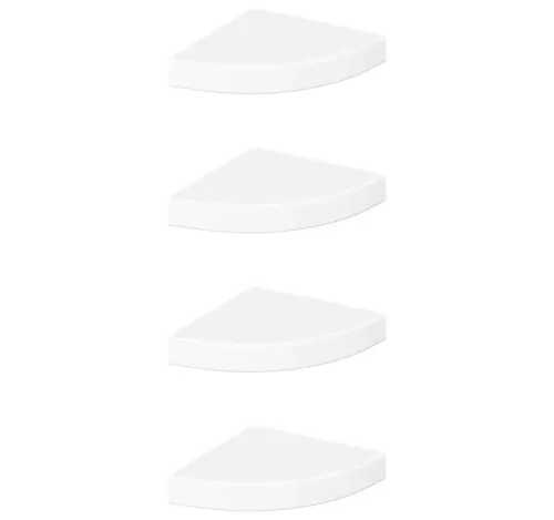 furnicato Wandregal 4er Set Eckregale 25x25x3,8 cm Hochglanzweiß Wandregal, 4-tlg.